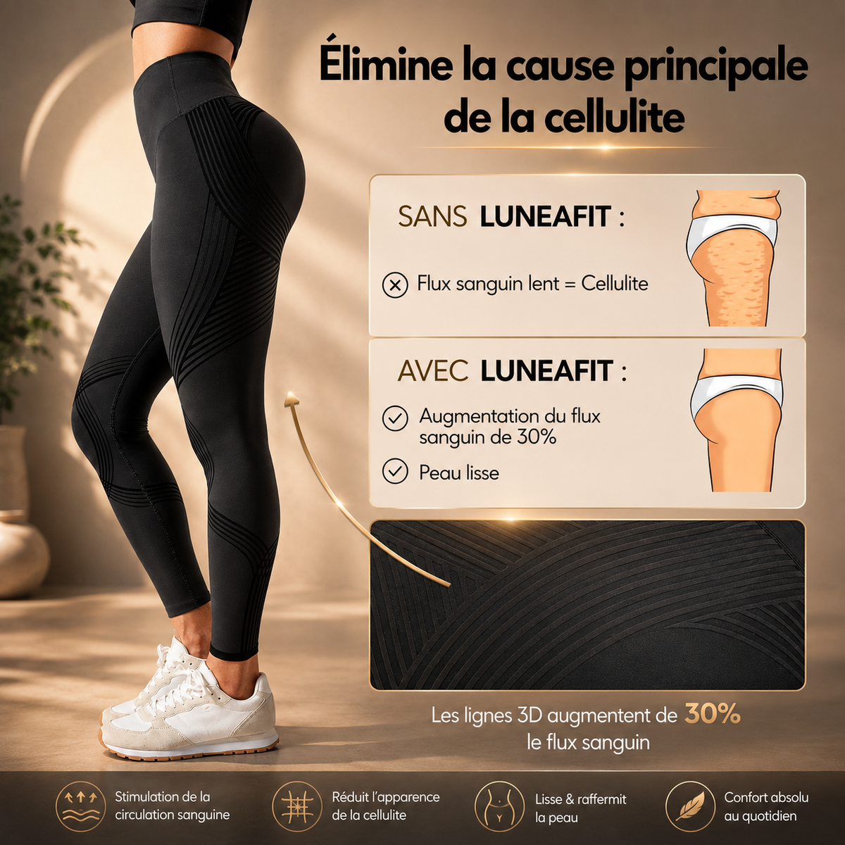 Legging taille haute Luneafit porté, vue 3
